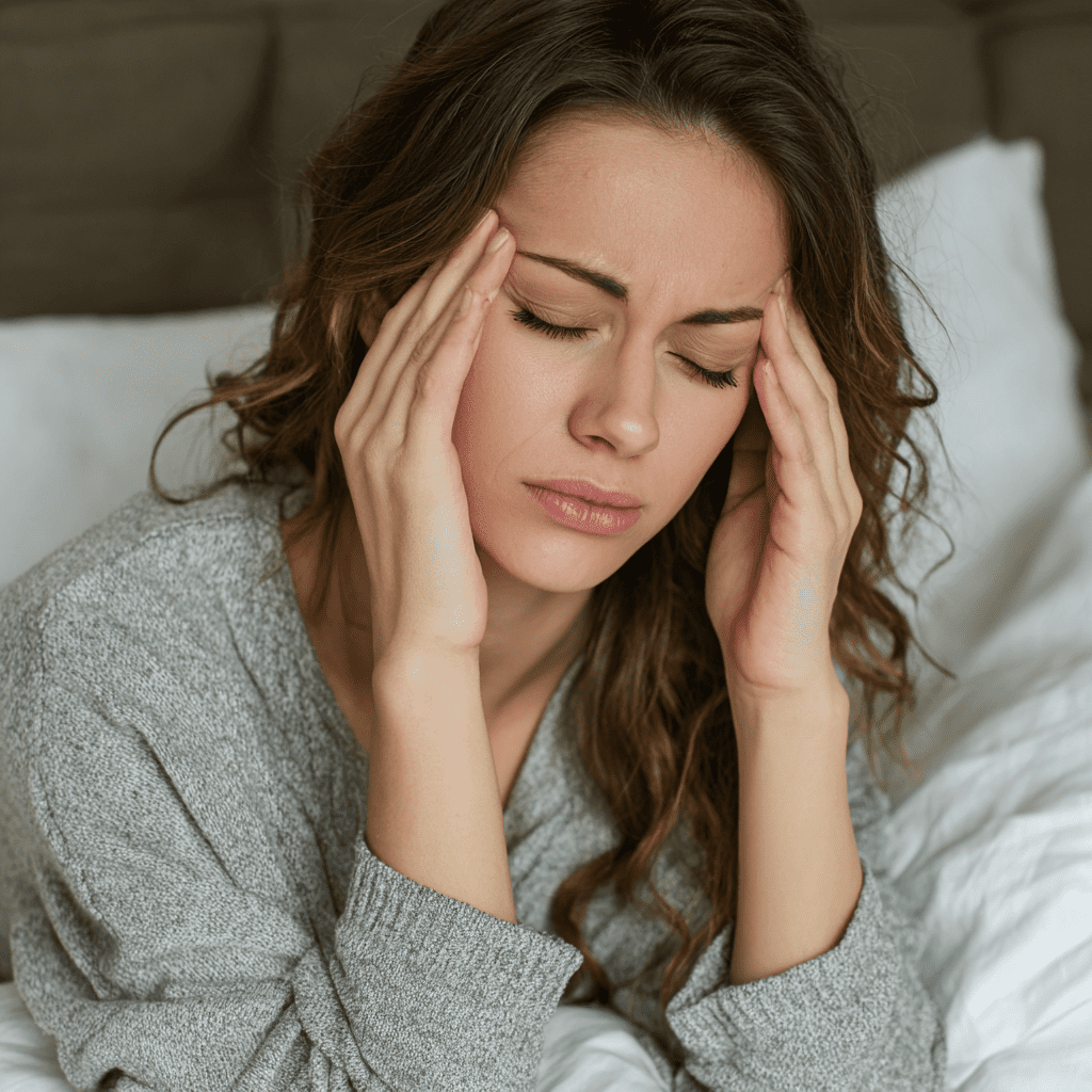 Fysioterapeut behandler pasient med hodepine hjemme