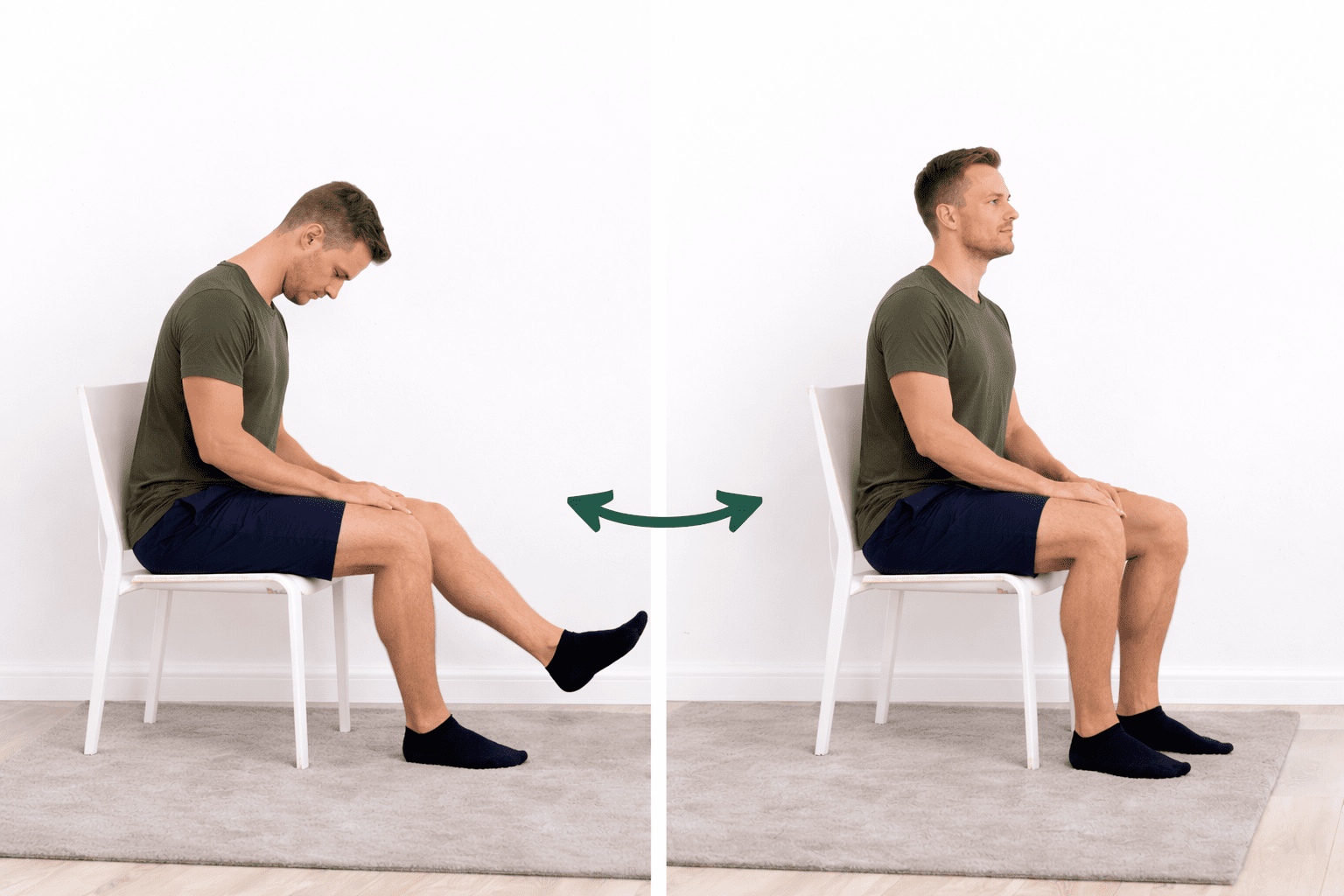 Person utfører sittende nerveglidning for isjias